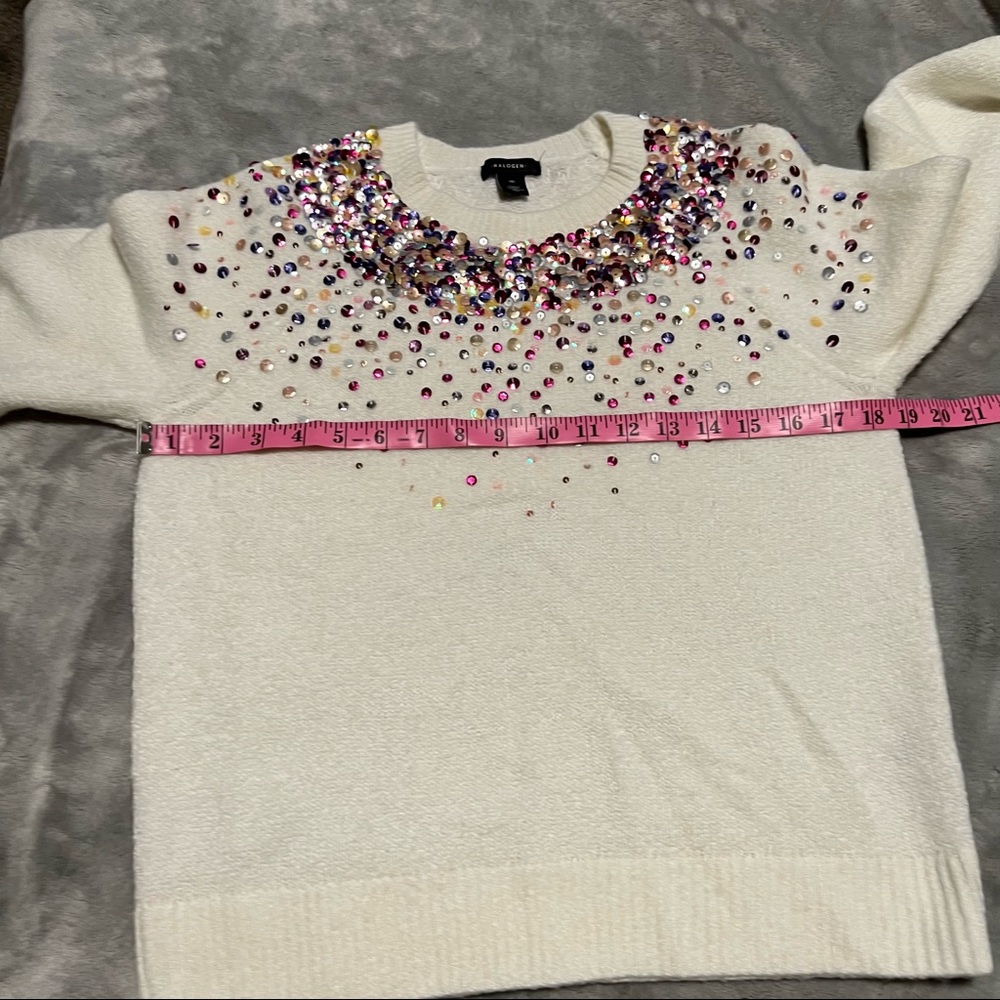 Halogen Multicolor Sequin Crew Neck Sweater - image 5